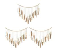 Giwnhvx 3 x Arazzo da parete in macram con perline di legno-decorazione da parete bohemian per camera da letto e soggiorno