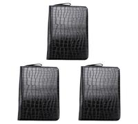 Giwnhvx 3 x grande capacità per penne in pelle PU nera 48 scomparti astuccio per matite