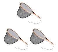 Giwnhvx 3 x Rete Atterraggio Pesca a Mosca Manico in Legno Manico di Atterraggio in Nylon Trota Pesce Cattura Liberazione Scoop Strumento di Pesca