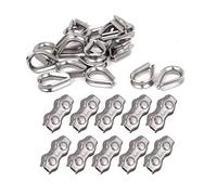Giwnhvx 30 pezzi Accessori: 20 pz 2 mm fune metallica cavo ditali e 10 pz 3 mm clip duplex cavo cavo manopole morsetti pinza