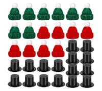 Giwnhvx 32 Mini Cappelli di Bambola Inclusi 16 Mini Cappelli di Babbo Natale in Maglia e 16 Cappelli di Natale Miniature in Plastica Nero