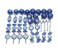 Giwnhvx 36 Palle di Natale da appendere per albero di Natale, ciondoli a forma di sfere di Natale, blu scuro