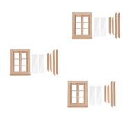 Giwnhvx 3X 1:12 Miniatura Doppia Finestra Legno 6 Ripiani Telaio e Piatto di Vetro Casa delle Bambole FAI DA TE Doppia Finestra Accessori