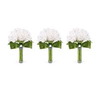 Giwnhvx 3X Bouquet da Sposa Damigella d'Onore del Fiore Matrimonio Bouquet di Fiori Artificiali Rosa Bouquet Bouquet da Sposa-Green Nastro Bianca
