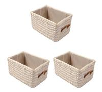 Giwnhvx 3X Cesto Portaoggetti Tessuto Manuale Lavanderia Fatta un Mano Cestini di Vimini Articoli Vari Organizzatore Vestiti Giocattoli Decorazione Contenitore -Bianca