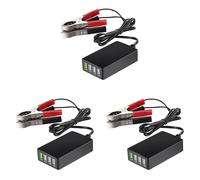 Giwnhvx 3X DC Portatile con Clip di Batteria, Caricabatterie USB 12 V/24 V a 5 V 4 porte, Adattatore Multiporta, Altri Smart Phone e Tablet