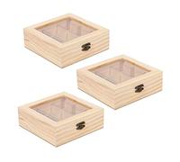 Giwnhvx 3X Monili di Legno Bustina di Tè 'Organizzatore Petto Storage Box 9 Scomparti Tea Box Organizzatore Legno Packet Container