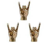 Giwnhvx 3X Statua di Gesto della Mano Scultura Dito Artigianale di Arte Musica Rock per Arredamento della Sala di Studio Amatoriale Musica Rock, Mano R Dorata