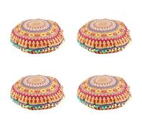 Giwnhvx 4 federe per cuscino da pavimento con mandala indiano, rotonde, bohémien, 13