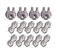 Giwnhvx 4 morsetti per cavi in acciaio inossidabile e 10 clip duplex da 3 mm in acciaio inox per cavi