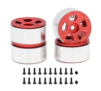 Giwnhvx 4 pezzi 1,0 pollici cerchi in metallo per auto su 1/24 1/18 RC Axial SCX24 AX24 FCX24 Enduro24 TRX4M Large 5 Raggi Rosso