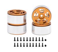 Giwnhvx 4 Pezzi 1.0 Pollici Cerchi in Metallo per Auto su 1/24 1/18 RC Axial SCX24 AX24 FCX24 Enduro24 TRX4M, Doppio Foro 5 Raggi Arancione