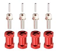 Giwnhvx 4 Pezzi 12 mm Adattatore di Trasmissione Ruota Esagonale 20 mm Accoppiatore Combinatore Estensione per 1/10 RC Auto Ciniglia SCX10 D90, Rosso
