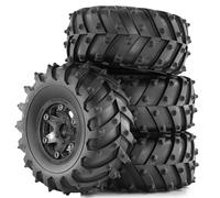 Giwnhvx 4 pezzi 128 mm 1/10- Beadlock Cerchio in gomma Pneumatico Set per 1/10 RC Crawler Car TRX4 D90 D110 Axial SCX10 Nero