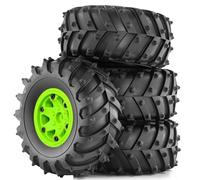 Giwnhvx 4 pezzi 128 mm 1/10- Beadlock - Cerchione ruota in gomma, set di pneumatici per 1/10 RC Crawler Car TRX4 D90 D110 Axial SCX10, colore: Verde