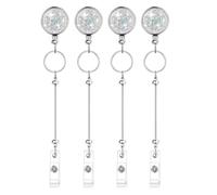 Giwnhvx 4 pezzi bobine badge perline barra vergine fai da te glitter retrattile ID nome badge bobina clip titolare