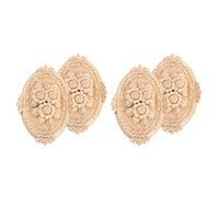 Giwnhvx 4 Pezzi nel Legno Intagliato Applique Cornice Onlay Decorazione Mobili Non Verniciati Non Verniciati Modelli Ovali 21X15 cm