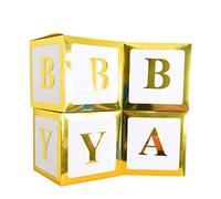 Giwnhvx 4 Pezzi Scatole Trasparenti Quadrate da 12 Pollici Baby Shower Battesimo Compleanno Decorazioni Palloncino Scatole per Imballaggio -