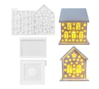 Giwnhvx 4 Pezzi/Set Stampi in Silicone Casa 3D per Resina Calcestruzzo Casa Portacandele Stampo Casa A Forma di Decorazione Ornamenti