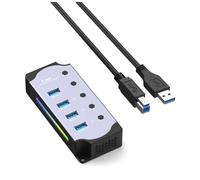 Giwnhvx 4 porte USB 3.0 Hub adattatore USB Splitter USB con singoli interruttori LED on/off 4 in 1 RGB Extender per PC portatile