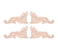 Giwnhvx 4 pz Legno intagliato Angolo Onlay Non Verniciato Applique Telaio Porta Decors Decal 15X8X0.8 cm