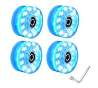 Giwnhvx 4 ruote di pattinaggio a rotelle 58 mm x 32 mm Luminous Quad Roller Skate Ruote con chiave Ruote da Skateboard Esterni Ruote Luminose Esterne Pattini a rotelle Ruote Luminose Blu