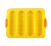 Giwnhvx 4 slot French Cake Mold French DIY Piccolo Pane Mold Antiaderente Facile da Rilasciare Teglia Giallo