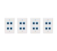 Giwnhvx 4 x piastra da parete Ethernet a 4 porte, femmina-femmina, compatibile con dispositivi Ethernet Cat7/6/6E/5/5E, blu