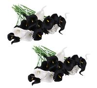 Giwnhvx 40 pezzi serie Calla Lily Bouquet da sposa in PU composizione di fiori artificiali ( e nero)