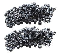 Giwnhvx 400 pezzi nero 5 mm silicone doppio micro perline per i bastone estensione capelli installazione e piume