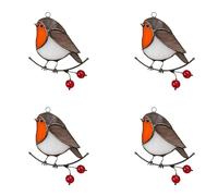 Giwnhvx 4X Appendere Uccelli Multicolore su Alto Macchiato Acrilico Pannello Finestra DeCor - Seduto