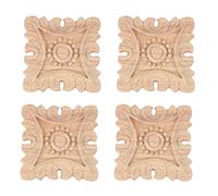 Giwnhvx 4X Applique Onlay Angolo Intagliato Legno Vintage Non Dipinto Decorazione Porta del Gabinetto di Parete Mobili Casa Sfondo Telaio