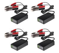 Giwnhvx 4X DC Portatile con Clip di Batteria, Caricabatterie USB 12 V/24 V a 5 V 4 porte, Adattatore Multiporta, Altri Smart Phone e Tablet