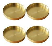 Giwnhvx 4X Vassoio Oro Rotondo Organizzatore Vassoio di Trucco Vassoio Decorativo in Metallo per Vanità, Bagno, Vestito, Finitura in Ottone Opaco, 11,8 Pollici