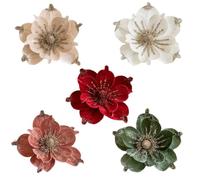 Giwnhvx 5 fiori artificiali glitterati da appendere, per Natale, casa, matrimoni, feste, albero di Natale