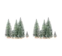 Giwnhvx 50 alberi di Natale artificiali in miniatura, 5 dimensioni, con base in legno per decorazioni fai da te, feste, artigianato