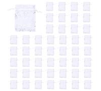 Giwnhvx 500 pz Organza Regalo di Nozze Cordino Tasca Argento Bianco Fiocchi di Neve Stampato Sheer Favor