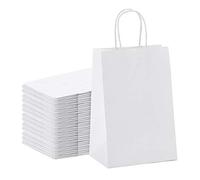 Giwnhvx 50Pz Sacchetto di Carta Kraft Tote Bag Shopping Gift Bag da Asporto Sacchetto di Carta Borsa Tote nel Corda Rotonda