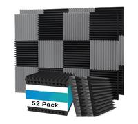 Giwnhvx 52 in schiuma acustica, 2,5 x 30,5 x 30,5 cm, in schiuma insonorizzanti per pareti, acustici assorbono il suono, nero e grigio