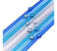 Giwnhvx 520 fogli di carta glitterata pieghevole a forma di stelle, stelle portafortuna, decorazione per arti delle mani, facile da usare, blu