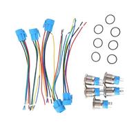 Giwnhvx 5PCS Metallo Pulsante Interruttore 12 V 19 millimetri Anello Lampada Simbolo di Potenza Impermeabile Luce LED Self Lock Reset con Connettore