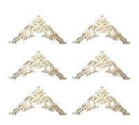 Giwnhvx 6 applique da angolo in legno intagliato in gomma, 15 x 15 cm, squisita non dipinta