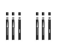 Giwnhvx 6 lampade ricaricabili con indicatore e righello per pupilla, lampade a penna LED per infermieri medici, luce calda/bianca, nero