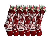 Giwnhvx 6 Pezzi Fiocchi di Neve e Calze di Albero di Natale Appeso Regalo Decorativo Calze all'ingrosso Sacchetto di Caramelle Calze di Natale
