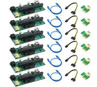 Giwnhvx 6 Pezzi Serbi 010-X PCIE 1X a 16X USB3.0 Scheda Riser Estensione Scheda Grafica 60Mm con Flash LED per GPU BTC Miniera Versione