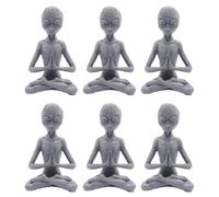 Giwnhvx 6 Pezzi Statua da Giardino Che Medita Sculture Aliene, Ornamento in Resina Aliena Che Medita, Arredamento da Giardino per Interni Ed Esterni UFO Durevole Facile da Installare Facile da Usare