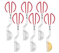 Giwnhvx 6 pinze per taco in acciaio inox con clip in plastica rossa, per tortilla fatte in casa, conchiglie di taco facili da installare