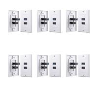 Giwnhvx 6 x 2 porte + USB 3.0 femmina piastra frontale pannello presa Extender bianco