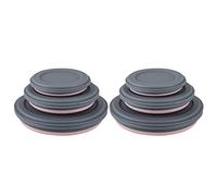 Giwnhvx 6PZ Set di Piatti Contenitore Pieghevole Nel Silicone Contenitore Pieghevole Contenitore Nel Silicone con Coperchio Rosa