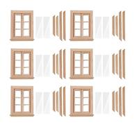 Giwnhvx 6X 1:12 Miniatura Doppia Finestra Legno 6 Ripiani Telaio e Piatto di Vetro Casa delle Bambole FAI DA TE Doppia Finestra Accessori